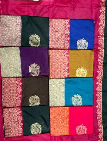 Designer Jacquard Saree on Soft Lichi Silk with Contrast Border Blouse SA925-1108