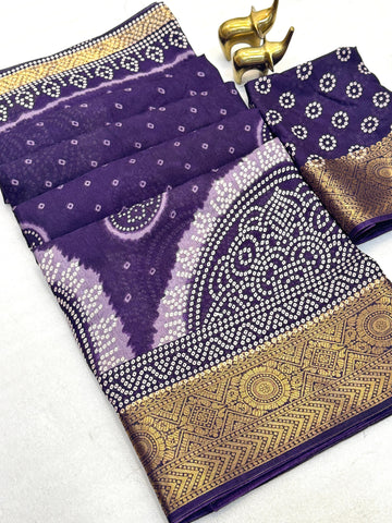 Soft Self Jacquard Dola Silk Bandhani Saree-SA1225-1598