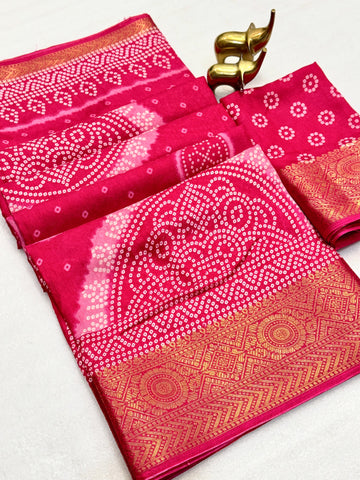 Soft Self Jacquard Dola Silk Bandhani Saree-SA1225-1599