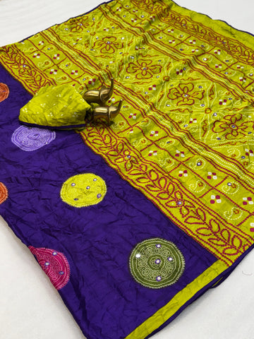 Pure Moss Bandhani Print Saree-SA1225-1589