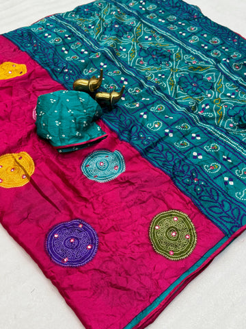 Pure Moss Bandhani Print Saree-SA1225-1591