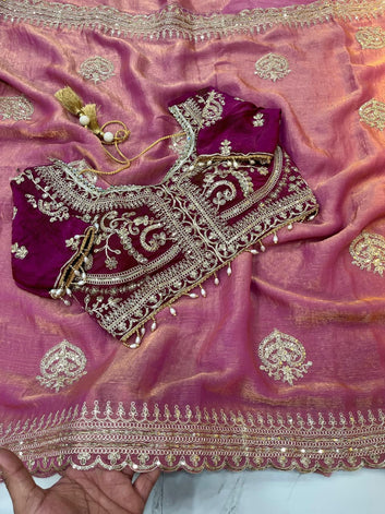 Very Soft Fendy Chiffon Two-Tone Designer Saree SA1225-1726