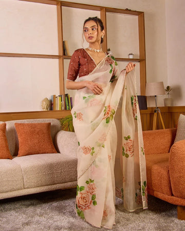 Pure Soft Teby Silk Floral Saree  SA1225-1740