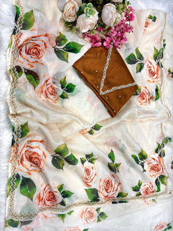 Pure Soft Teby Silk Floral Saree  SA1225-1740