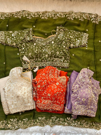 Designer Fendy Satin Embroidered Saree with Heavy Sequin Border SA1225-1624