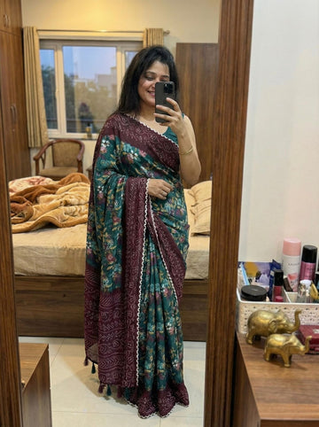 Pure Moss Bandhani Saree SA1225-1627