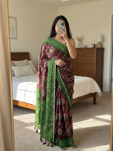 Pure Moss Bandhani Saree SA1225-1629