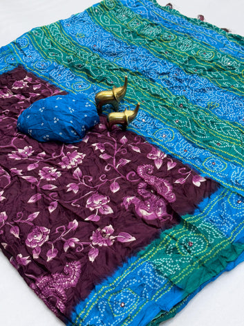 Pure Moss Bandhani Saree SA1225-1628