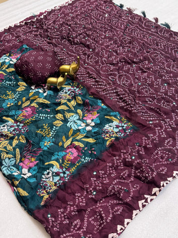 Pure Moss Bandhani Saree SA1225-1626