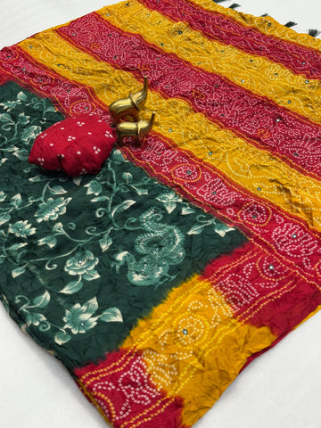 Pure Moss Bandhani Saree SA1225-1632