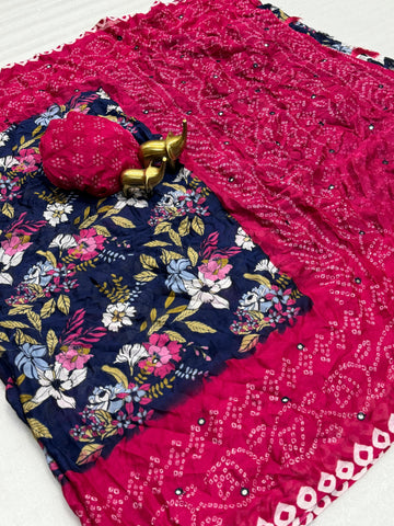 Pure Moss Bandhani Saree SA1225-1635