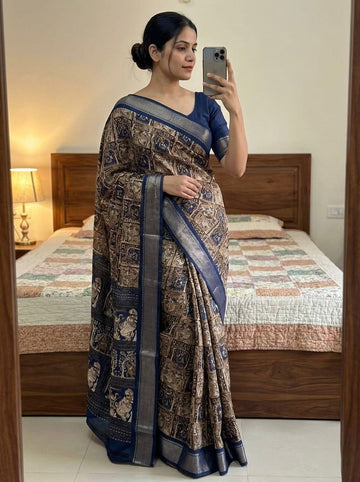 Beautiful Dola Silk Kalamkari Print Saree SA1225-1637