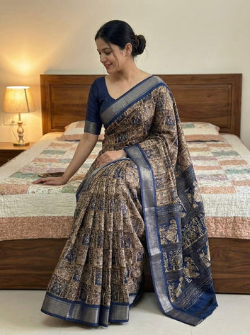 Beautiful Dola Silk Kalamkari Print Saree SA1225-1637