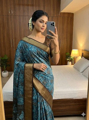 Beautiful Dola Silk Kalamkari Print Saree SA1225-1638