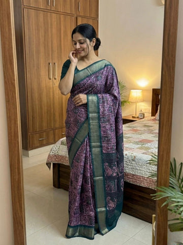 Beautiful Dola Silk Kalamkari Print Saree SA1225-1639