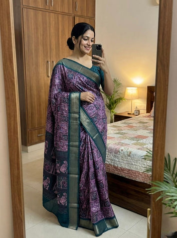 Beautiful Dola Silk Kalamkari Print Saree SA1225-1639