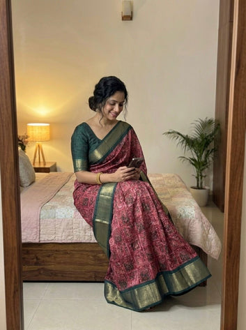 Beautiful Dola Silk Kalamkari Print Saree SA1225-1640