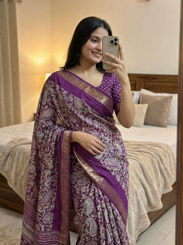 Beautiful Tasva Silk Saree with Ajrak Print SA1225-1643