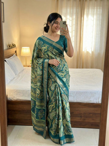 Beautiful Tasva Silk Saree with Ajrak Print SA1225-1642