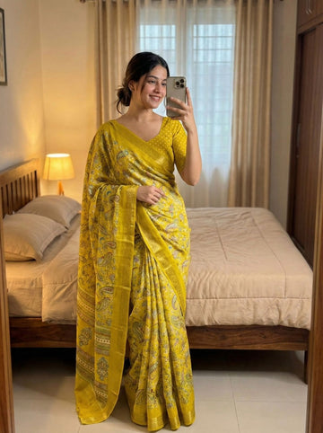 Beautiful Tasva Silk Saree with Ajrak Print SA1225-1644
