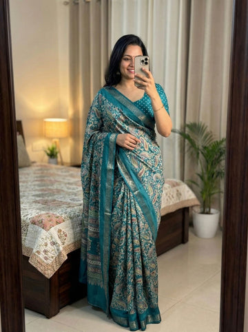 Beautiful Tasva Silk Saree with Ajrak Print SA1225-1645