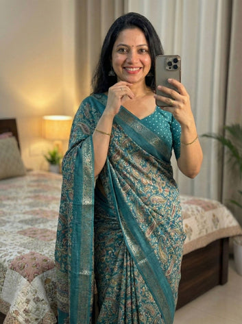 Beautiful Tasva Silk Saree with Ajrak Print SA1225-1645