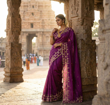 Pure Soft Chinon Silk Saree with Embroidery  SA1225-1649