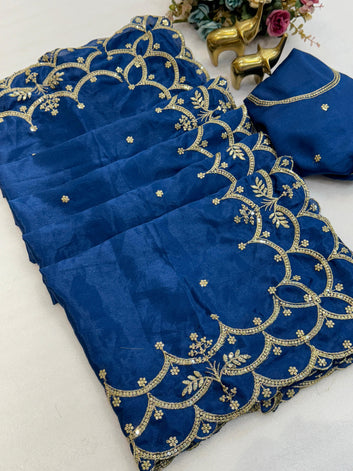 Pure Soft Chinon Silk Saree with Embroidery  SA1225-1647