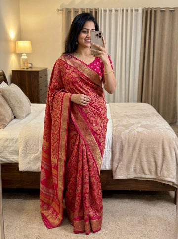 Soft Mul Mul Cotton Saree with Kashmiri Print SA1225-1654