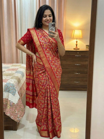 Soft Mul Mul Cotton Saree with Kashmiri Print SA1225-1652