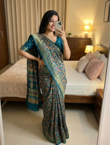 Soft Mul Mul Cotton Saree with Kashmiri Print SA1225-1653