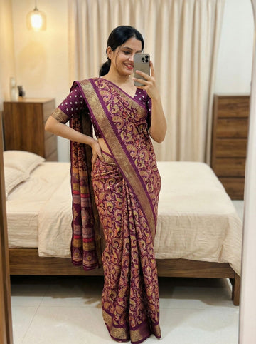 Soft Mul Mul Cotton Saree with Kashmiri Print SA1225-1656