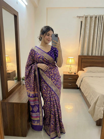 Soft Mul Mul Cotton Saree with Kashmiri Print SA1225-1659