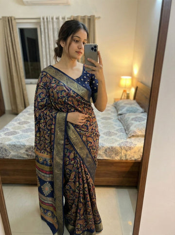 Soft Mul Mul Cotton Saree with Kashmiri Print SA1225-1657