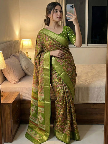 Soft Mul Mul Cotton Saree with Kashmiri Print SA1225-1658