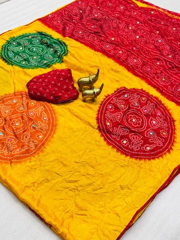 Pure Moss Bandhani Saree SA1225-1672