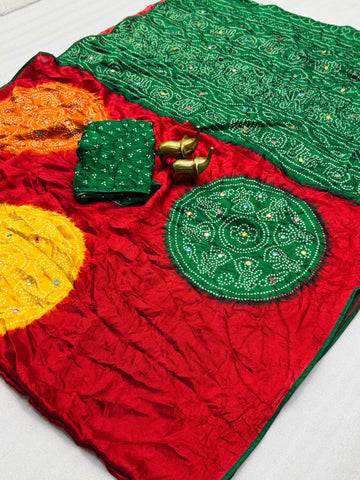 Pure Moss Bandhani Saree SA1225-1673