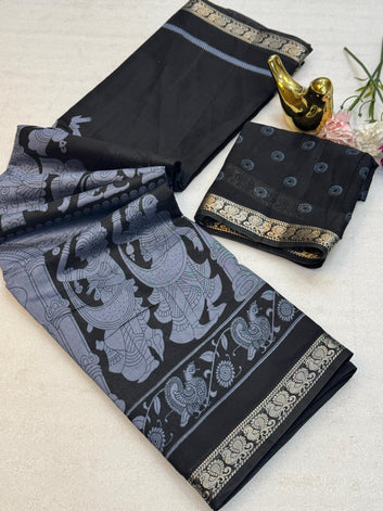 Beautiful Mangalagiri Silk Saree with Kalamkari Design SA1225-1677