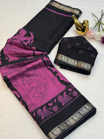 Beautiful Mangalagiri Silk Saree with Kalamkari Design SA1225-1678