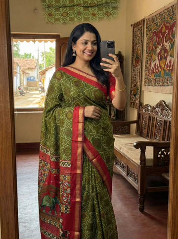 Beautiful Mangalagiri Silk Saree with Bandhani Design SA1225-1678