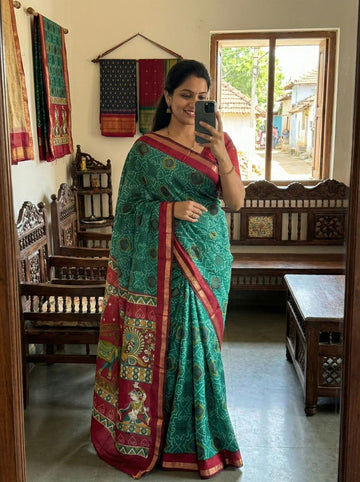 Beautiful Mangalagiri Silk Saree with Bandhani Design SA1225-1679