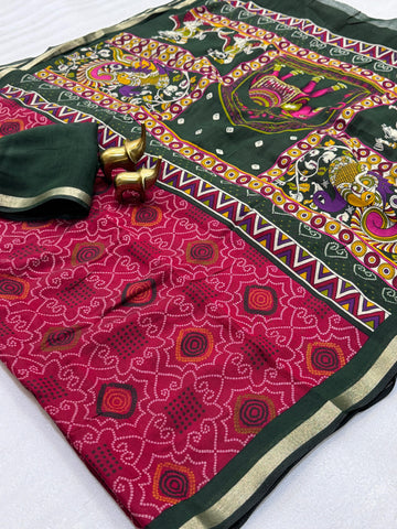 Beautiful Mangalagiri Silk Saree with Bandhani Design SA1225-1680