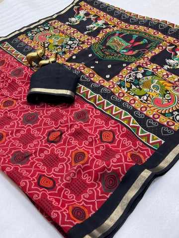 Beautiful Mangalagiri Silk Saree with Bandhani Design SA1225-1682