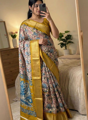 Beautiful Dola Silk Kalamkari Print Saree SA1225-1685