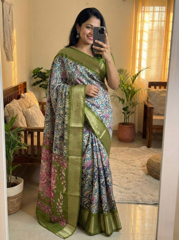 Beautiful Dola Silk Kalamkari Print Saree SA1225-1686