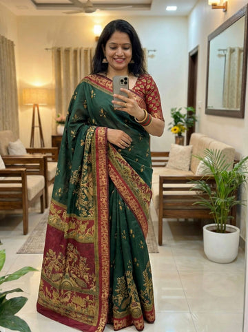 Beautiful Mangalagiri Silk Saree with Kalamkari Print SA1225-1692