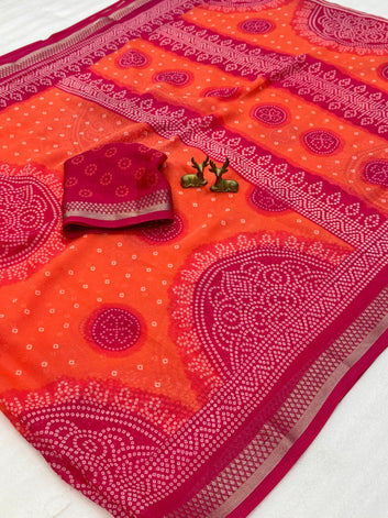 Beautiful Soft Self Silk Bandhani Saree SA1225-1712