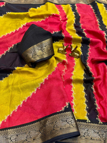 Soft Self Jacquard Marshmallow Foil Printed Saree SA1225-1715