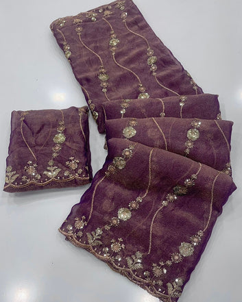 NC Moss Satin Dual Shade Saree SA126-1751