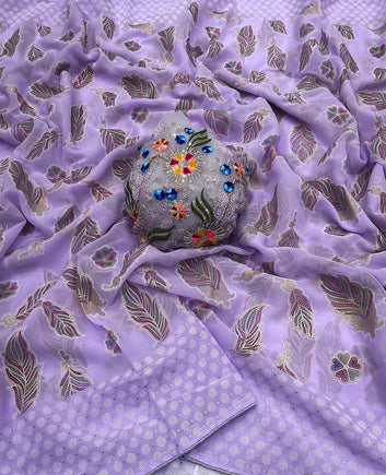 Beautiful 60 Gram Foil Print Embroidery Net Saree SA126-1730